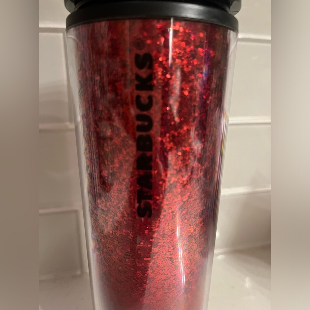 Starbucks, red sparkle travel mug 16 ounce - Picture 2 of 6